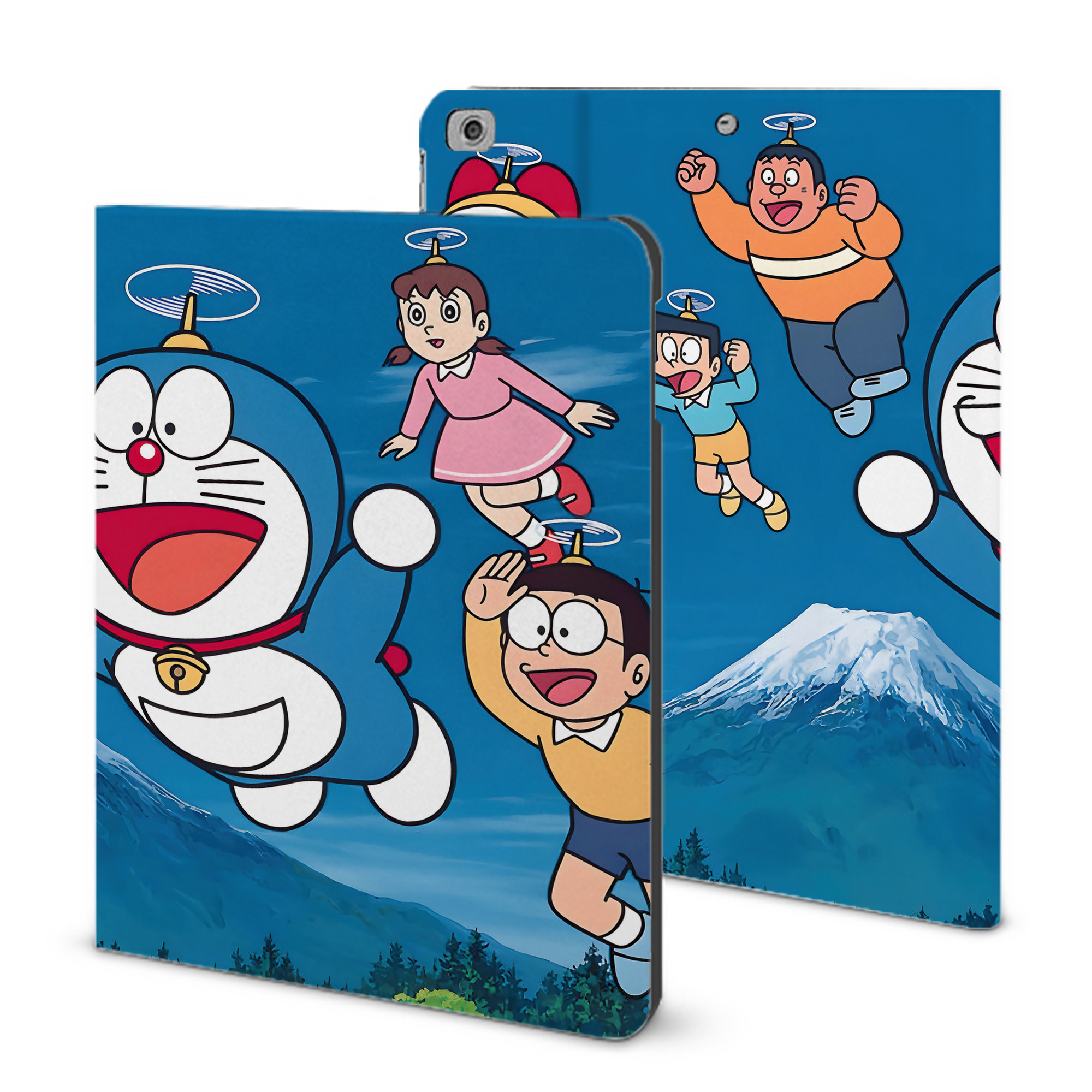 （画像用） ドラえもん Doraemon IPad ケース ブック型 PUレザー TPU 耐衝撃 軽量 薄型 ペン収納なし 全面保護 IPad 各モデル対応